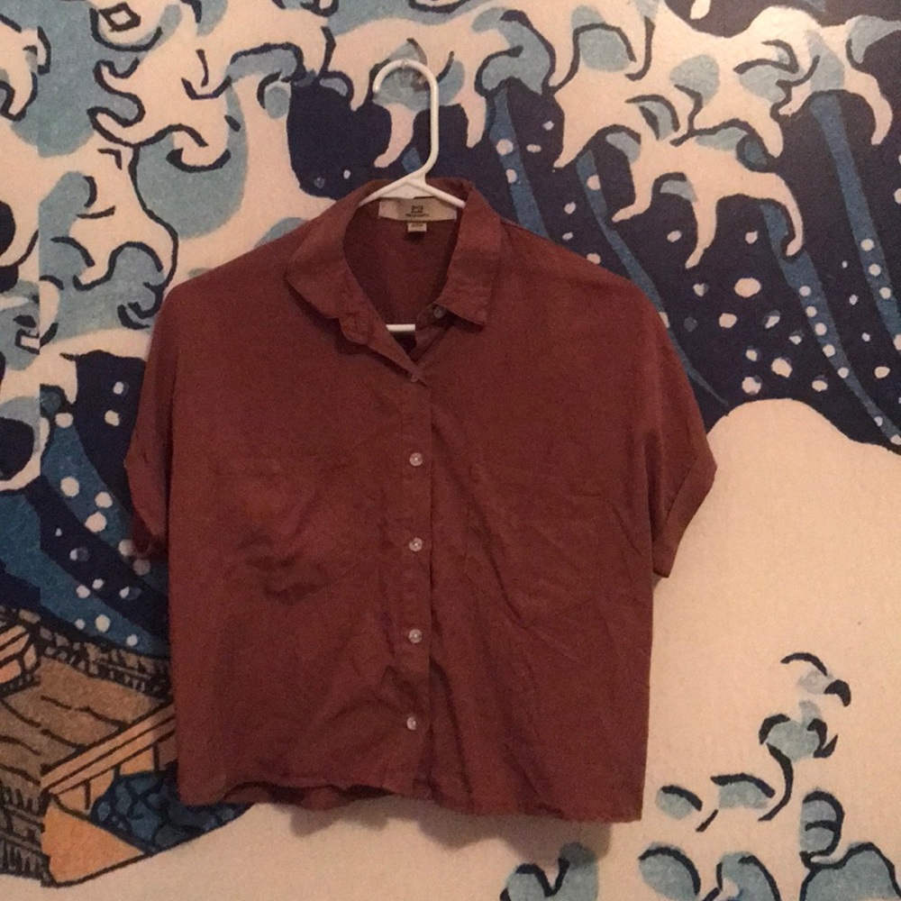 Cropped Brick Colored Button Up
